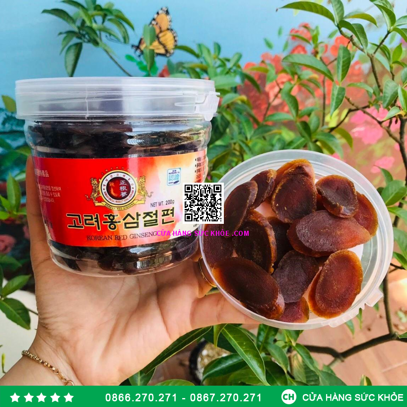 Sâm lát tẩm mật ong Hàn Quốc hộp nhựa 200 gram