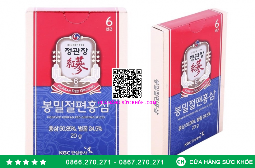 Hồng Sâm Thái Lát Tẩm Mật Ong KGC Honeyed Korean Red Ginseng Slice (6 gói x 20gr)