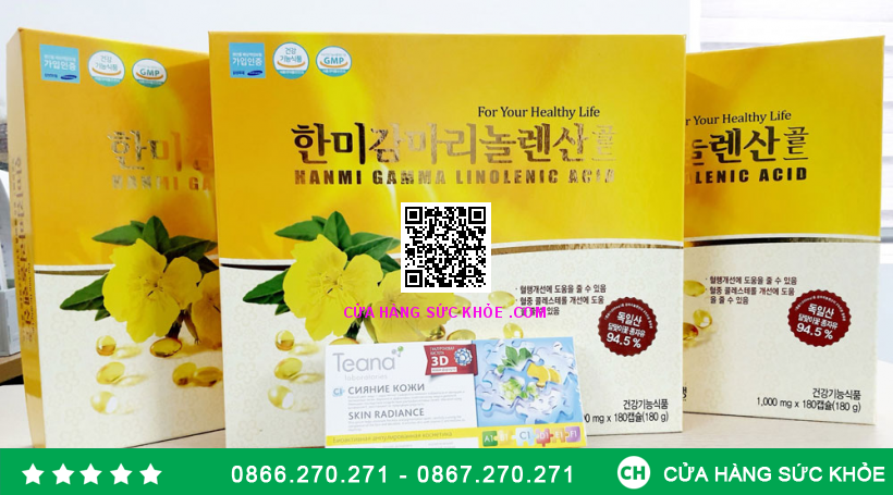 Tinh Dầu Hoa Anh Thảo Hàn Quốc Hanmi Gamma Linolenic Acid Hộp 180 Viên 1